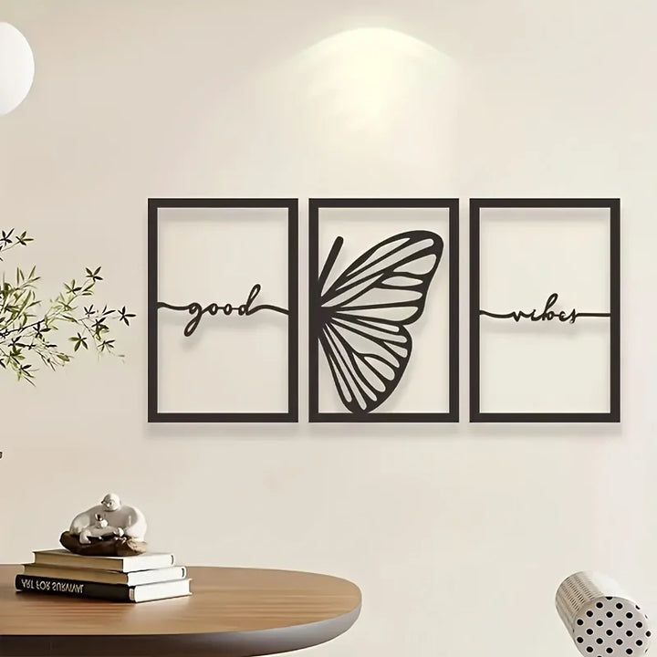 Metal wall plaque with “Butterfly” pattern, 3 pieces