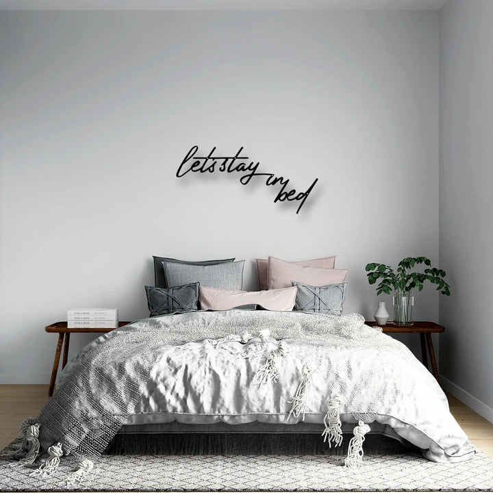 Plaque murale en métal, "rester sur le lit"